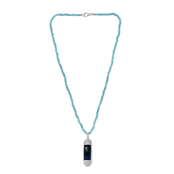 D'Joy AAA Labradorit Anh&auml;nger mit Apatit Kette, ca. 45 cm 925 Silber rhodiniert ca. 46.98 ct image number 4