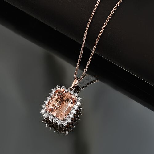 AAA Morganit, Weißer Diamant Schmuckset ca. 50 cm 417 Gold ca. 6,95 ct. image number 1