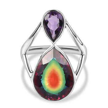 Sajen Silber-Himmlischer Quarz, Afrikanischer Amethyst Ring 925 Silber rhodiniert (Gr&ouml;&szlig;e 17.00) ca. 9.68 ct