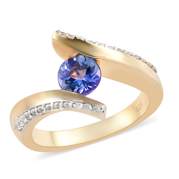 Tansanit und Zirkon-Ring, 925 Silber vergoldet  ca. 1,28 ct image number 4