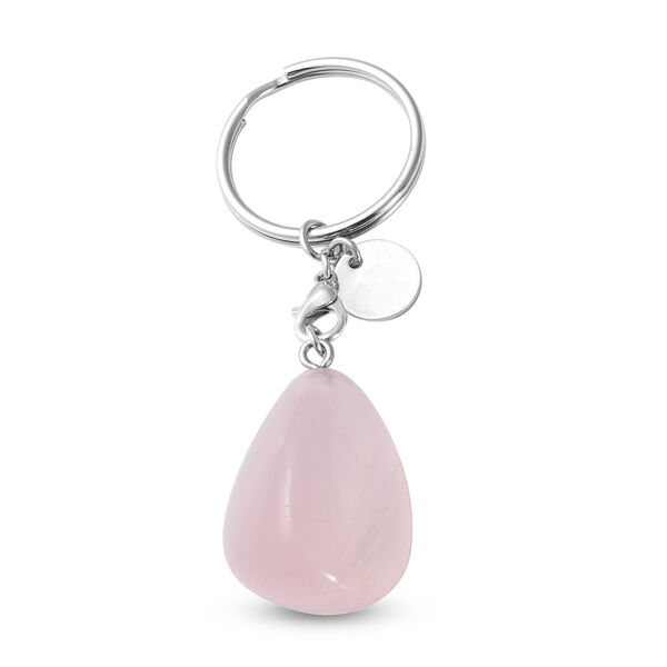 Rosenquarz Schl&uuml;sselanh&auml;nger, silberfarben ca. 67,00 ct
