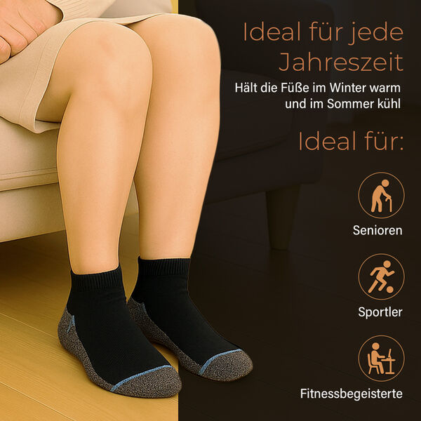 4er-Set Kupferfaser-Kompressions-Socken, 36-40, schwarz-grau image number 4