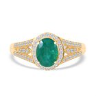 AAA Kagem Sambischer Smaragd, Weißer Diamant Ring 585 Gelbgold (Größe 18.00) ca. 1.56 ct image number 0