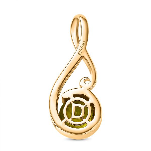 D'Joy Peridot, Weißer Zirkon Anhänger 925 Silber vergoldet ca. 1,33 ct. image number 5