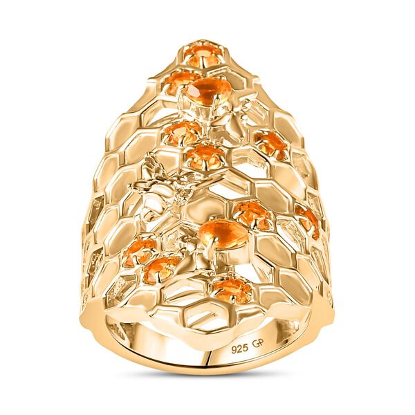 GP Honeycomb Kollektion- AA Citrin und Kanchanaburi blauer Saphir-Ring - 1,26 ct. image number 4