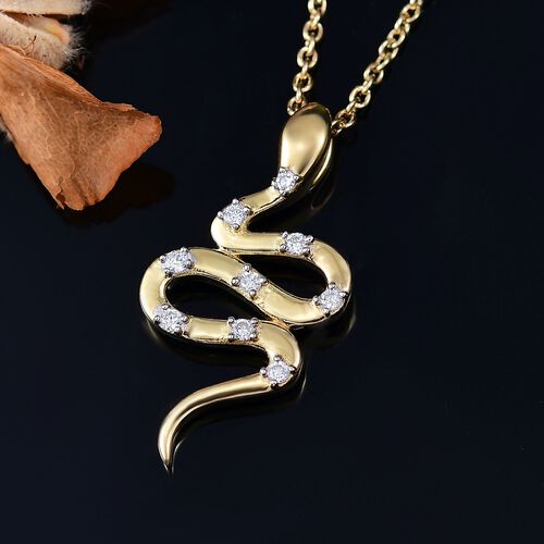 LUXURIANT DIAMOND - Lab Grown Diamant SI-GH Anhänger mit Kette, 925 Silber 750 Gelbgold Vermeil ca. 0.15 ct image number 2