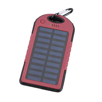 HOMESMART - Solarpowerbank mit 5000 mAh, tragbar, 15x7.5cm, 145g, Rot