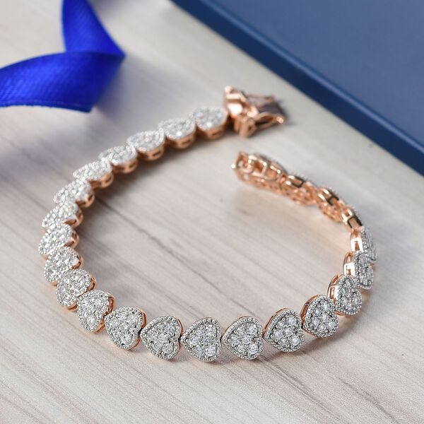 LUXURIANT SI-GH Labor Diamant 20cm Armband, 925 Silber 750 Ros&eacute;gold Vermeil - 4,15 ct. image number 2