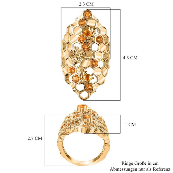 GP Honeycomb Kollektion- AA Citrin und Kanchanaburi blauer Saphir-Ring - 1,26 ct. image number 7