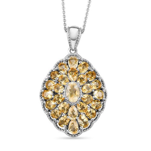 Citrin Anhänger mit Kette, ca. 50 cm, 925 Silber platiniert, ca. 5.07 ct image number 0