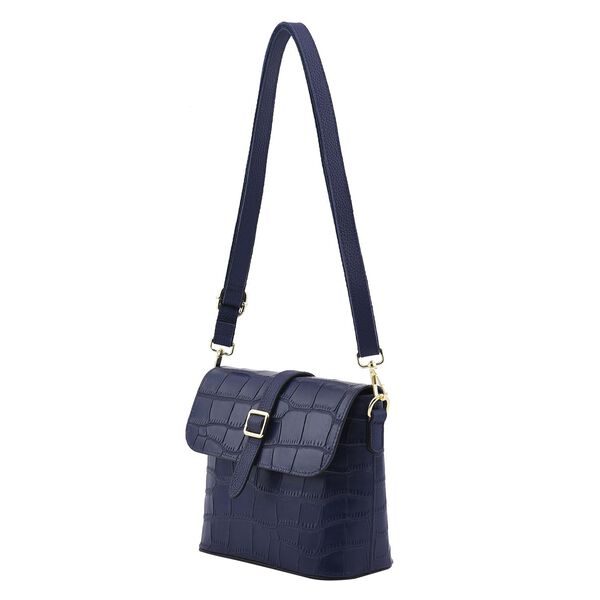 Crossbody Tasche aus 100% echtem Leder mit RFID Schutz, Größe 20x9,5x18 cm, Blau image number 7