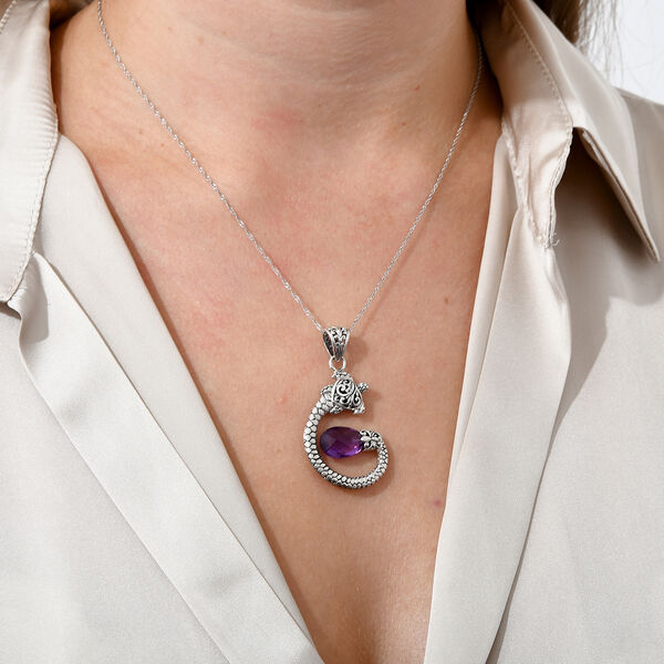 Royal Bali Kollektion - Schildkröte afrikanischer Amethyst-Anhänger image number 2