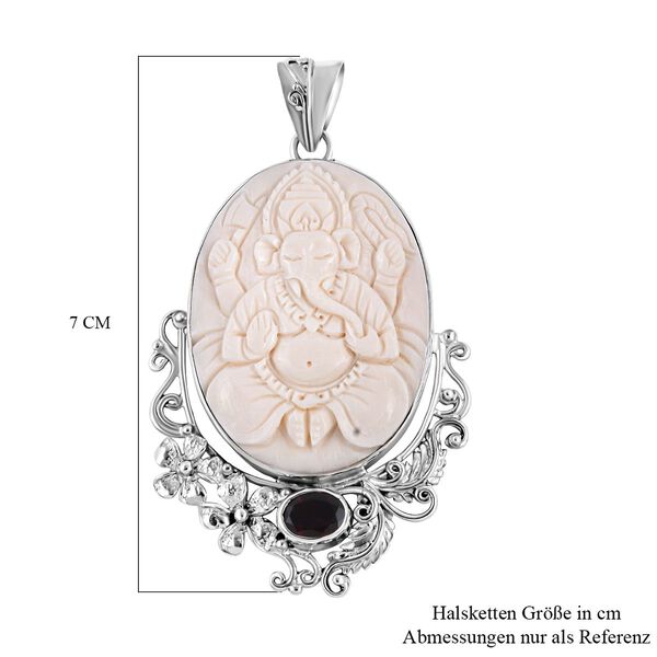 Royal Bali - roter Granat und Ox-bone Anh&auml;nger, 925 Silber Schwarz oxidiert ca. 0,97 ct image number 5