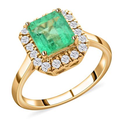 Iliana AAA Kolumbianischer Smaragd, Wei&szlig;er Diamant Ring 750 Gold (Gr&ouml;&szlig;e 16.50) ca. 1,85 ct