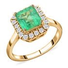 Iliana AAA Kolumbianischer Smaragd, Weißer Diamant Ring 750 Gold (Größe 16.50) ca. 1,85 ct