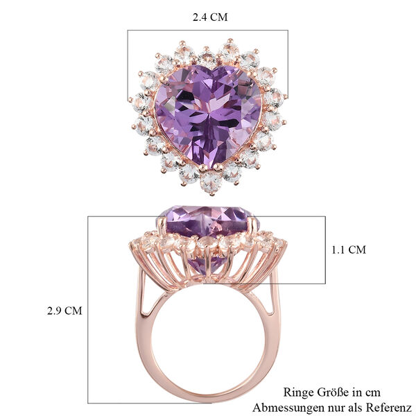 Rose De France Amethyst und Wei&szlig;er Topas Ring 925 Silber ros&eacute;vergoldet  ca. 15,00 ct image number 7