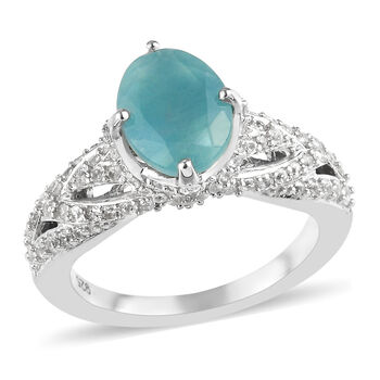 Grandidierit und Zirkon Ring 925 Silber platiniert  ca. 2,75 ct