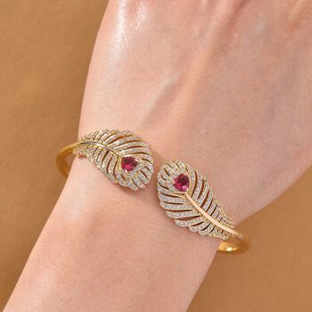 Roter Kristall und wei&szlig;er Zirkonia 19cm Armreif