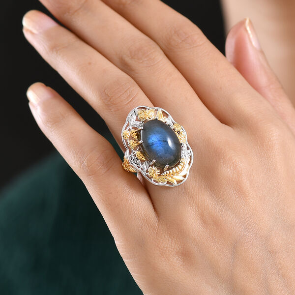 EVER TRUE AAA Labradorit Ring Nickelfreies Messing Zweifarbige Beschichtung (Gr&ouml;&szlig;e 18.00) ca. 12,55 ct image number 2