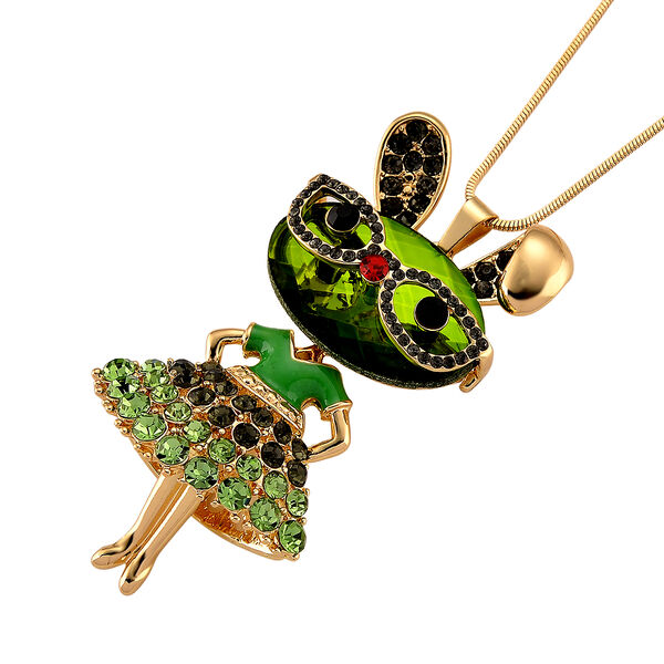 Mehrfarbiger Kristall Anh&auml;nger mit Kette, ca. 63.5 cm + 5 cm Extender, Legierung emailliert, Legierung Gelb image number 4