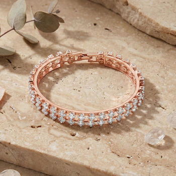 Zweilagiges wei&szlig;es Zirkonia 19cm Armband in Ros&eacute;goldton