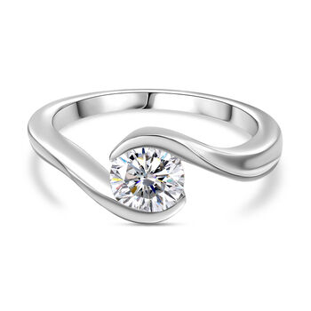 Moissanit-Ring, 925 Silber platiniert (Gr&ouml;&szlig;e 17.00) ca. 0,76 ct