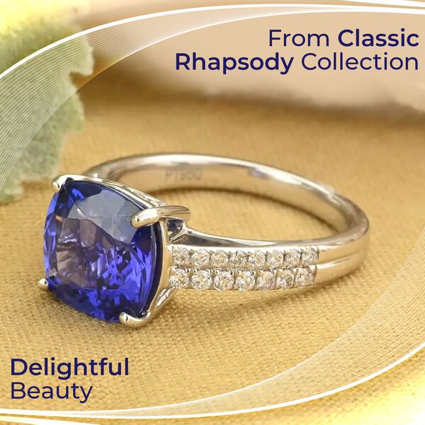 RHAPSODY zertifiziert und gepr&uuml;ft AAAA Tansanit und VS Diamant Ring in 950 Platin - 3,24 ct. image number 1