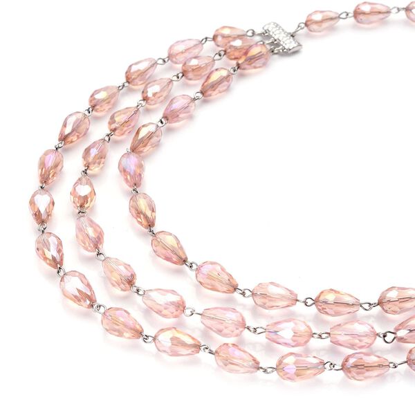 Rosafarbenes Glas Halskette ca. 56 cm, Eisen image number 2