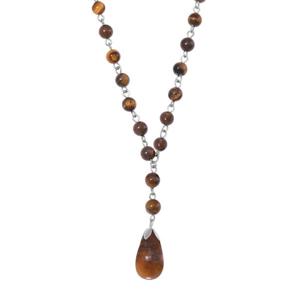 Tigerauge Halskette ca. 45 cm+ 5 cm Extender, ca. 95.00 ct image number 3