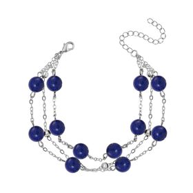 Lapislazuli Armband ca. 19 cm Reiner Edelstahl ca. 55.90 ct