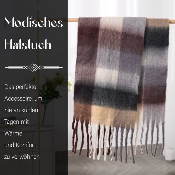 Weicher Karo-Schal, 40x225cm, braun image number 3