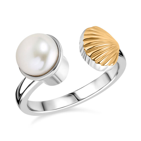 EVER TRUE Süßwasser Perle (7.5-8 mm) Ring Nickelfreies Messing Zweifarbige Beschichtung (Größe 20.00) image number 3