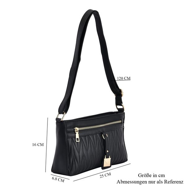 Schultertasche aus Kunstleder, mit mehreren Fächern, Schwarz image number 7