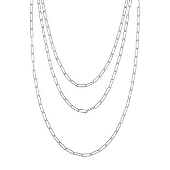 Mehrstr&auml;ngige B&uuml;roklammer 43cm Halskette in Silberton