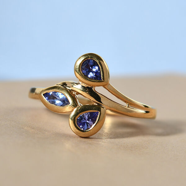 Tansanit Ring 925 Silber vergoldet  ca. 0,51 ct image number 2