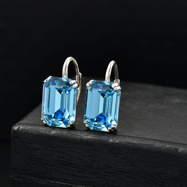 J Francis gefertigt mit SWAROVSKI - Aquamarin Kristall Ohrringe 925 Silber rhodiniert 12.74 ct image number 1