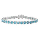 D’joy AA Betroka Blauer Apatit, Weißer Zirkon Armband ca. 20 cm 925 Silber rhodiniert ca. 15,38 ct.