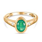 AAA Gemfields Kagem Sambischer Smaragd, Weißer Diamant Ring 585 Gold (Größe 19.00) ca. 1.21 ct