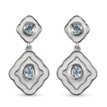 Himmelblau Topas Ohrringe, 925 Silber platiniert, ca. 1,28 ct