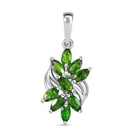 Natürlicher Chromdiopsid Anhänger 925 Silber rhodiniert ca. 1.51 ct