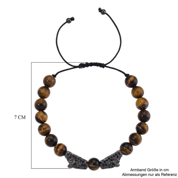 Tigerauge, Schwarzer Zirkonia Armband, Flexibles, Messing Schwarzes Rhodium image number 6