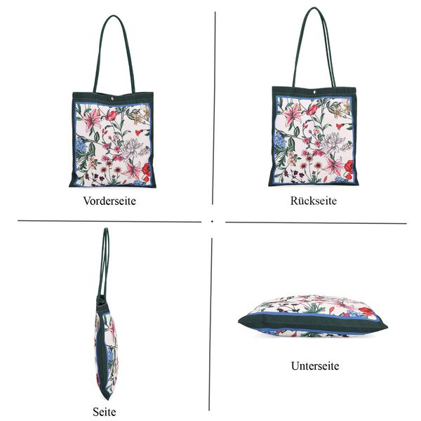 2er-Set Einkaufstaschen mit floralem Motiv, 34x40 cm, Dunkelgrün image number 5