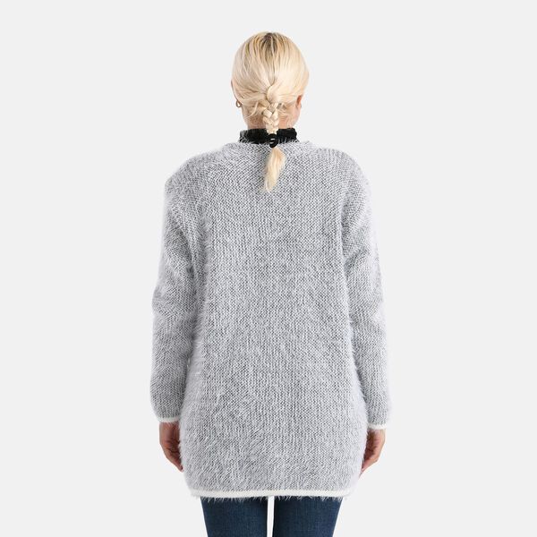 Kuschelweicher, langer &Uuml;bergangs-Cardigan mit 2 Taschen, gestrickt, Hellgrau image number 2