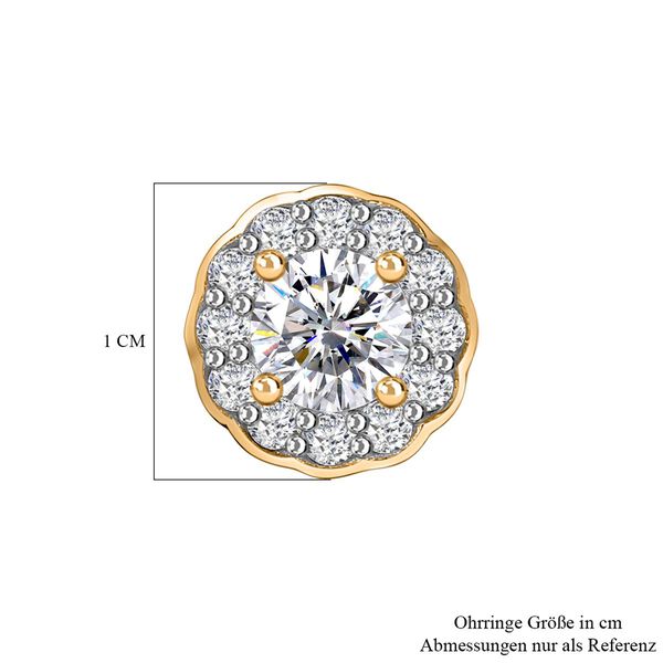 Moissanit Ohrringe, 925 Silber 750 Gelbgold Vermeil - 1,26 ct. image number 7
