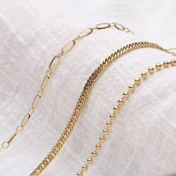 3er-Set Halskette ca. 50 cm Edelstahl vergoldet image number 2