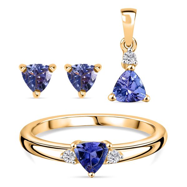 D'Joy Tansanit und Moissanit Schmuck, 925 Silber vergoldet - 1,15 ct. image number 0