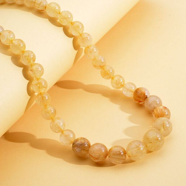 Goldene Rutil-Quarz Halskette, ca. 45 cm, 925 Silber rhodiniert ca. 282.00 ct image number 2