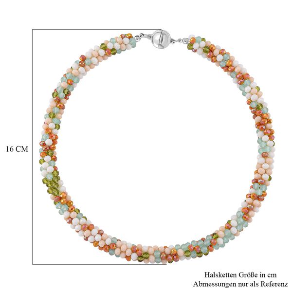 Mehrfarbige Pfirsich Kristall 45cm Halskette image number 6