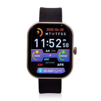 G21 Smartwatch, 2.01 Zoll HD Display, Gold-Schwarzes Silikonarmband