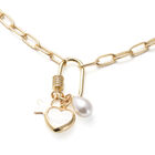 Kunststoff-Perlen- und weiße Kristall-Halskette, ca. 52 cm, goldfarben image number 2